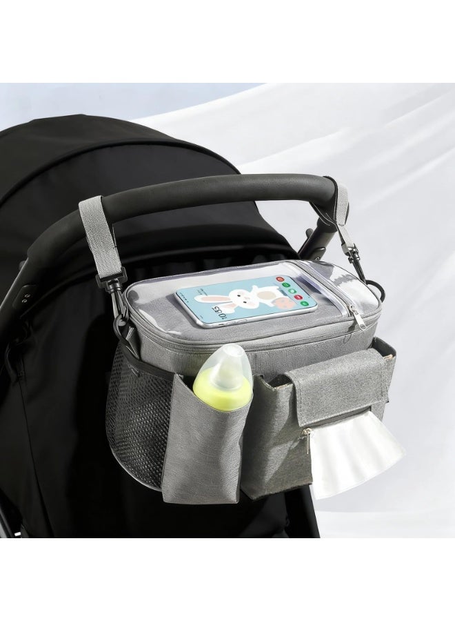 Universal Stroller Organizer Caddy, Large Waterproof Hanging Bag with Cup Holders, Phone Pocket & Detachable Strap for Strollers and Cribs - Image 1